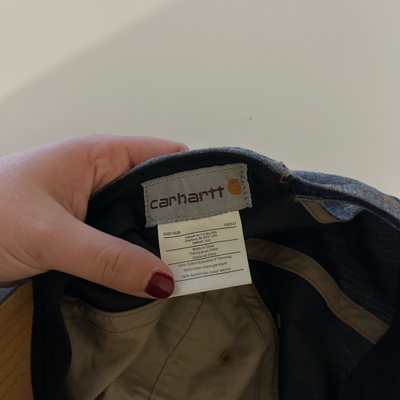 Carhartt Ball Cap Hat Baseball Denim Chambray Blue Cotton Logo Workwear Utility - Picture 6 of 7